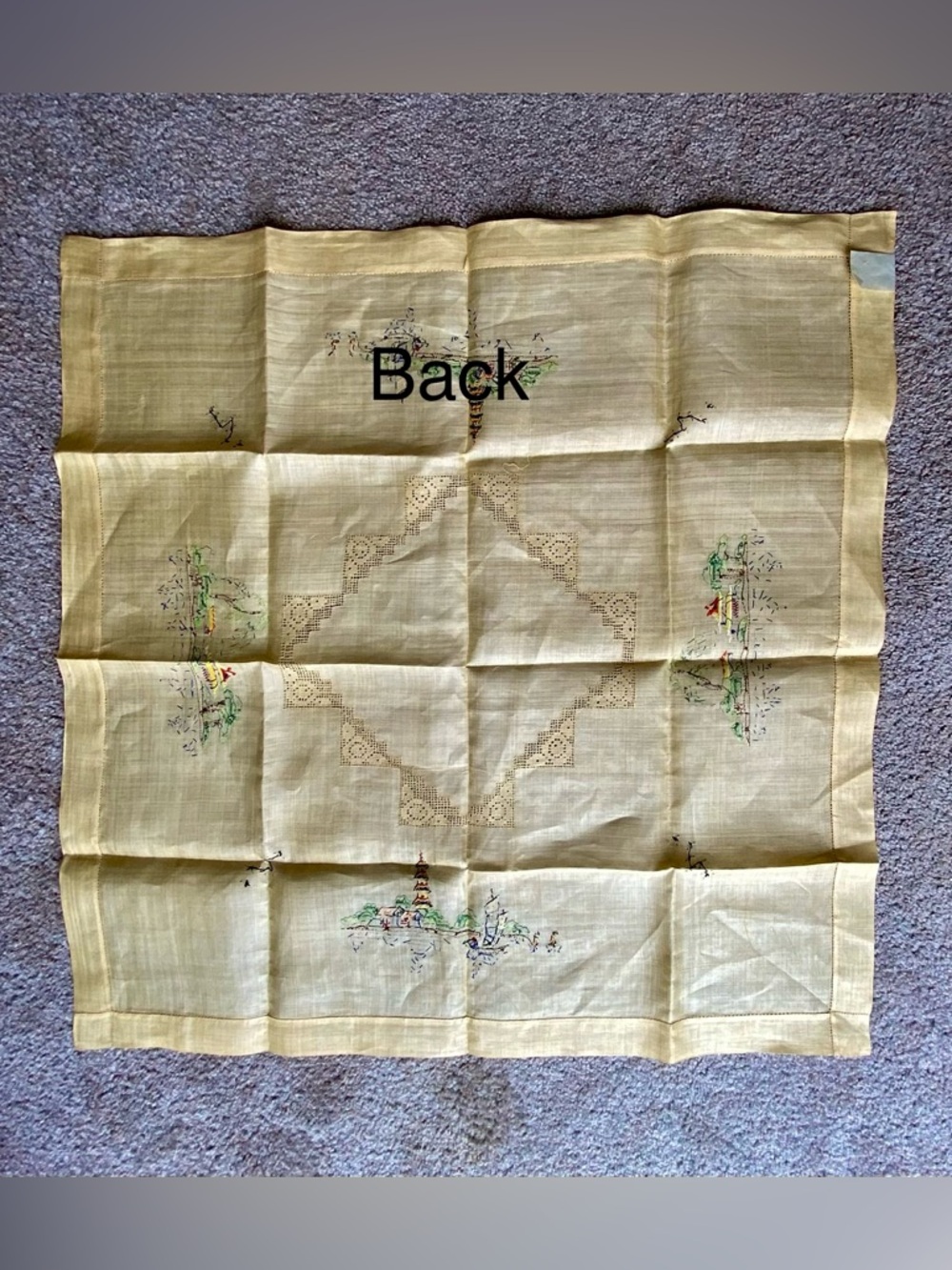 Asian Tablecloth Hand Embroidered - Picture 2 of 12